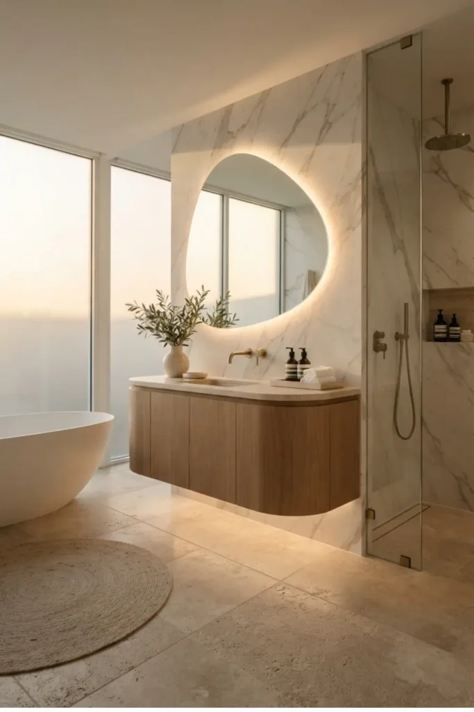Add Designer Style with a Curved Floating Vanity