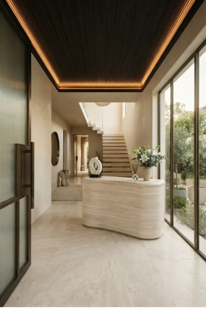 Add Italian Elegance with a Curved Stone Reception Desk