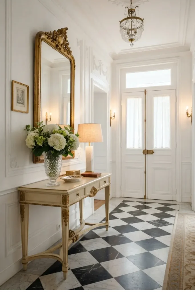 Add Parisian Elegance with a Checkerboard Marble Floor