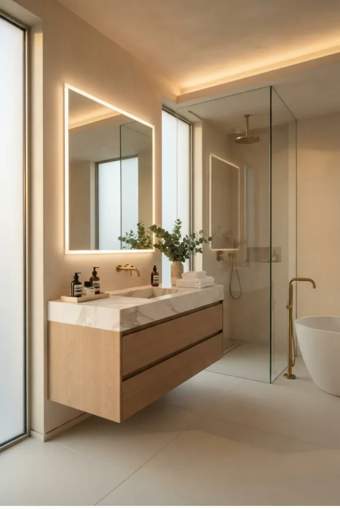 Add Warm Ambiance with Backlit Bathroom Mirrors