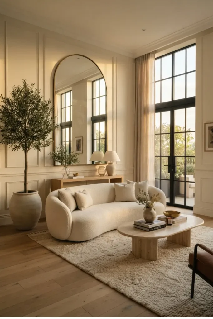 Brighten the Space with a Large Arched Mirror