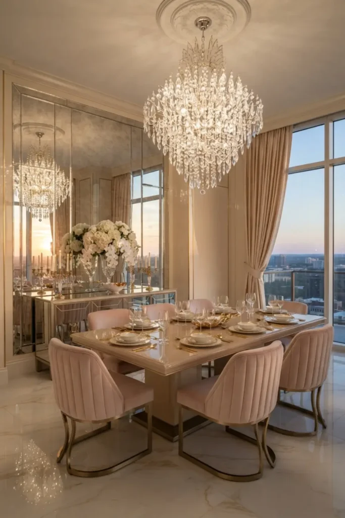 Bring Hollywood Glamour with a Mirrored Dining Room