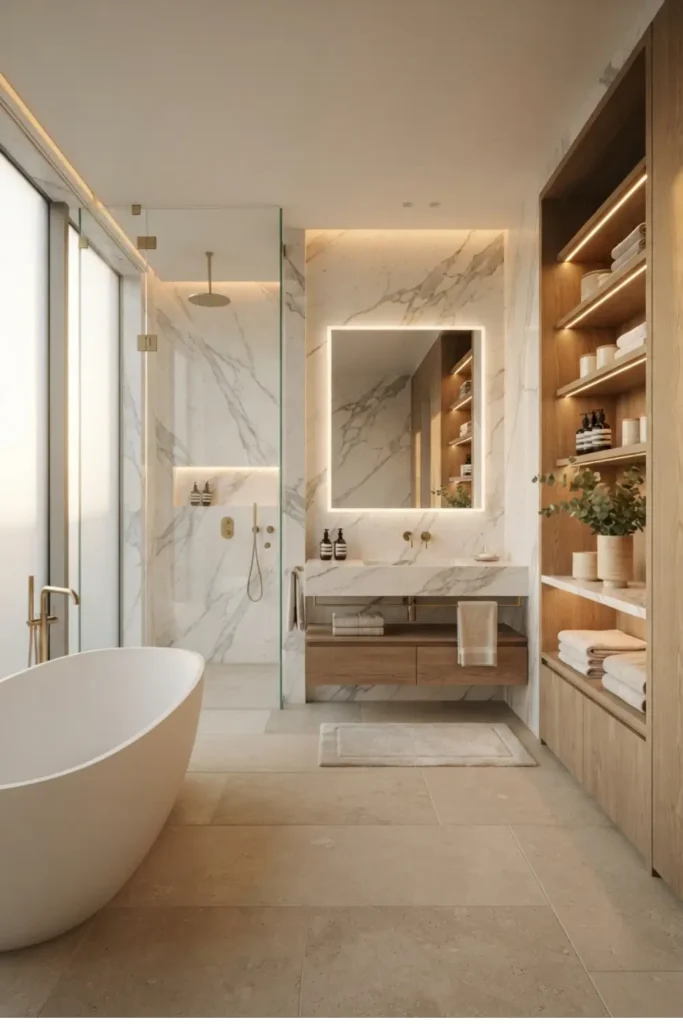 Complete the Luxury Look with Custom Built-In Bathroom Storage