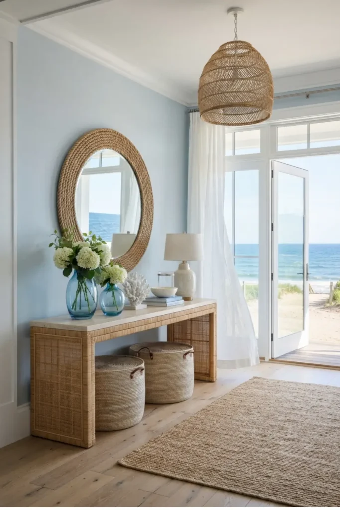 Create a Coastal Luxury Entryway with Soft Blue Accents