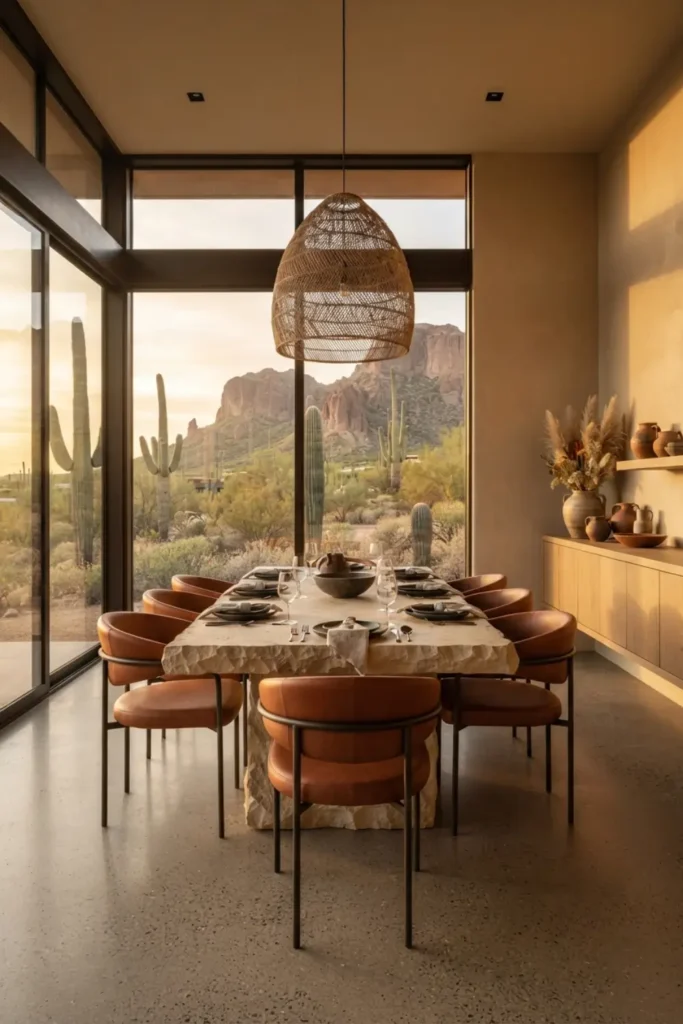 Create a Desert Modern Dining Room with Sandstone Elegance