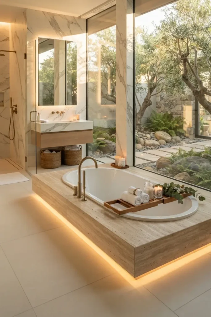 Create a Luxury Spa Feel with a Sunken Bathtub