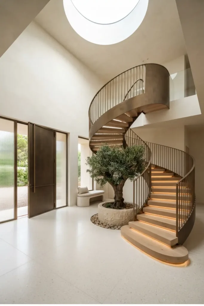 Elevate the Entrance with a Sculptural Spiral Staircase