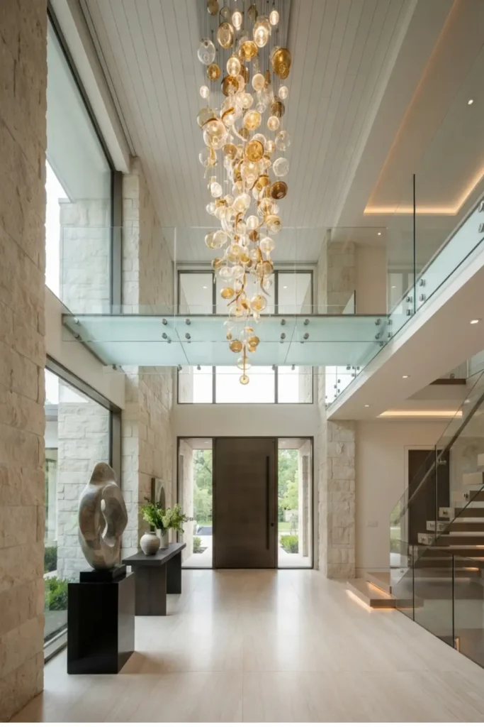 Elevate the Foyer with a Floating Glass Bridge
