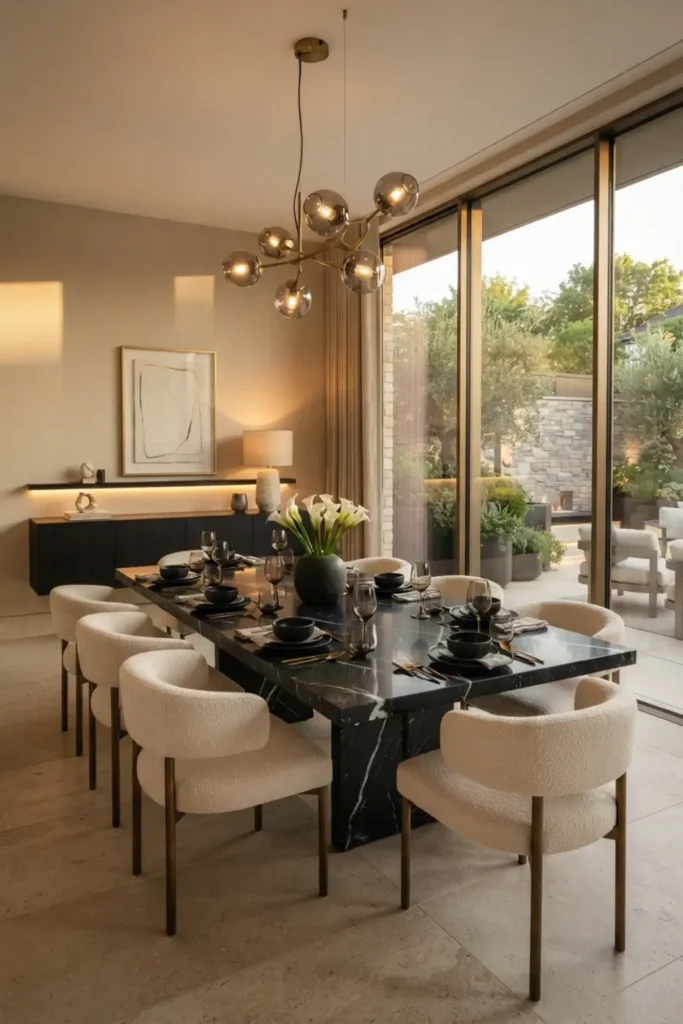 Elevate the Room with a Dramatic Black Stone Dining Table