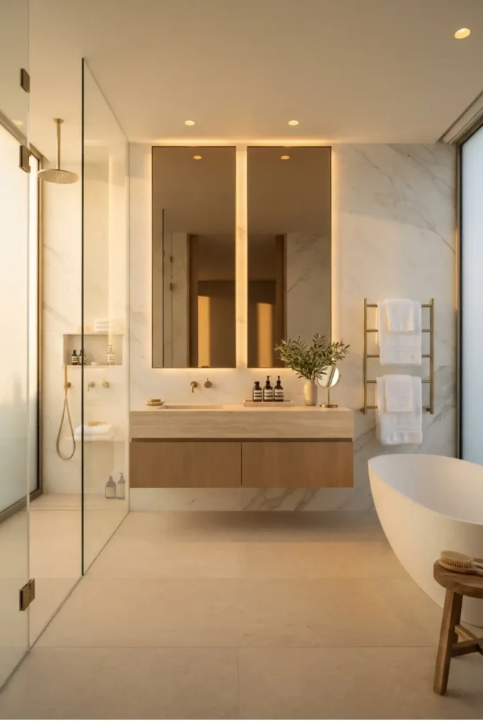 Elevate the Space with Full-Height Bronze Mirrors