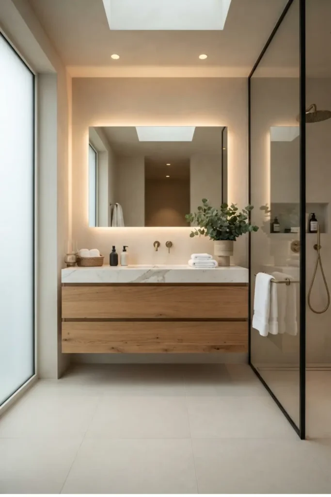 Elevate the Space with a Floating Oak Vanity