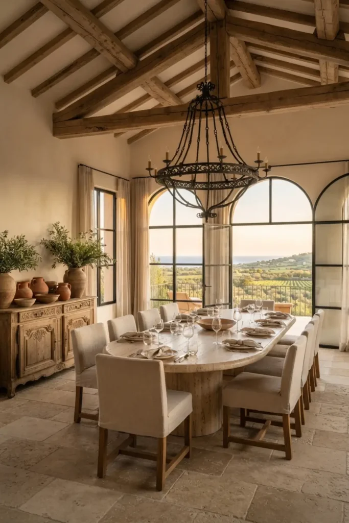 Embrace Mediterranean Luxury with a Vaulted Dining Room