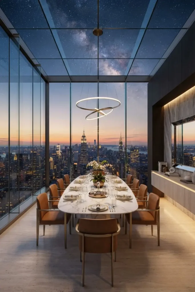 Finish with a Glass Sky Lounge Dining Room