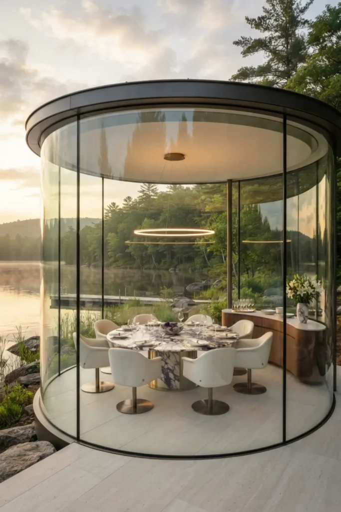 Impress with a Circular Glass Dining Pavilion