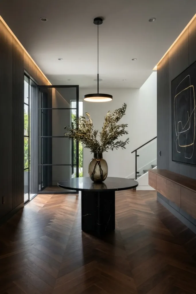 Impress with a Moody Black Entryway