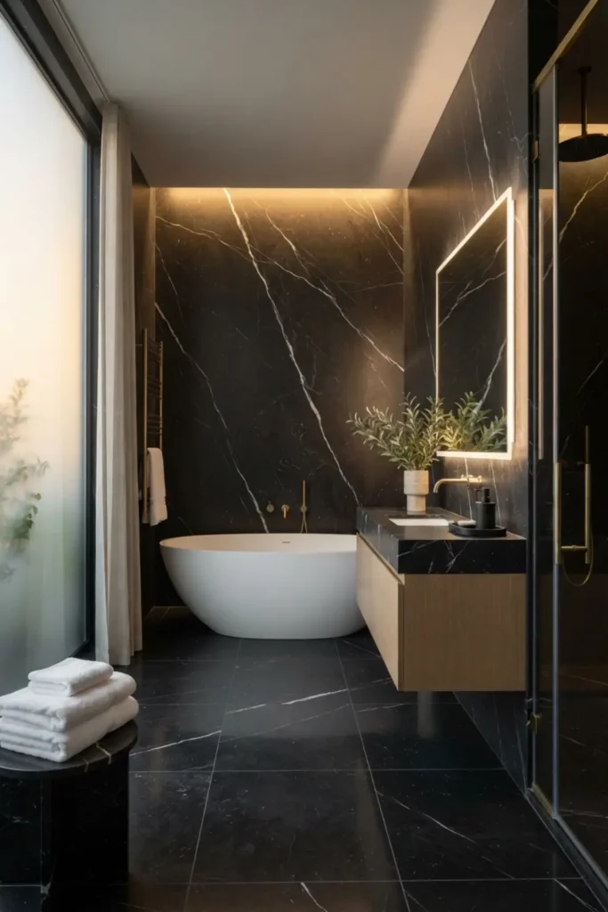 Make a Bold Statement with a Black Marble Bathroom