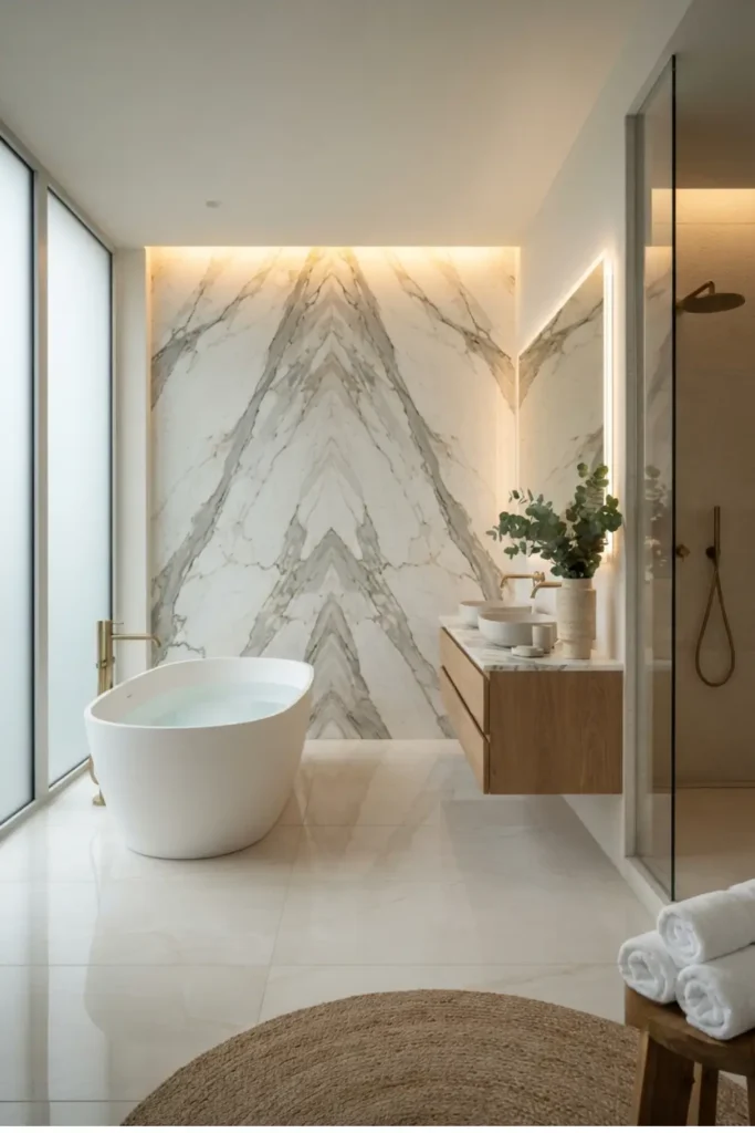 Make a Statement with a Floor-to-Ceiling Marble Feature Wall