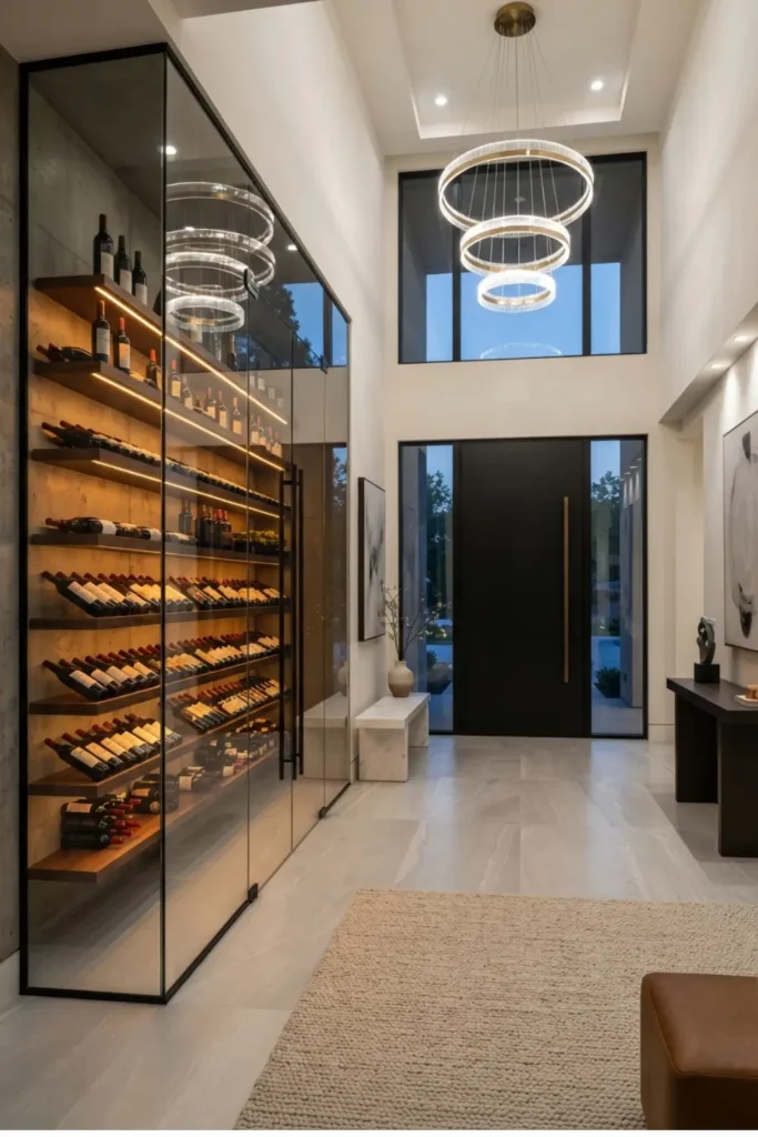 Showcase Luxury with a Floor-to-Ceiling Wine Cellar Entrance