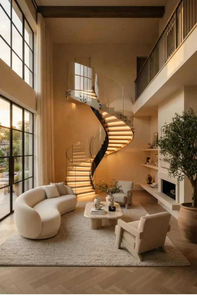 Transform Your Living Room with a Sculptural Spiral Staircase
