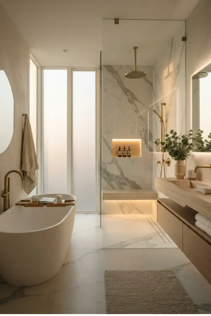 Transform the Shower with a Floating Stone Bench