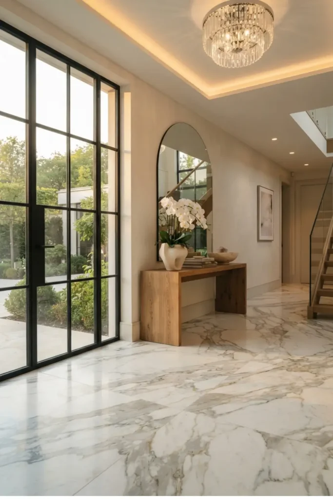 Welcome Guests with a Grand Marble Entryway